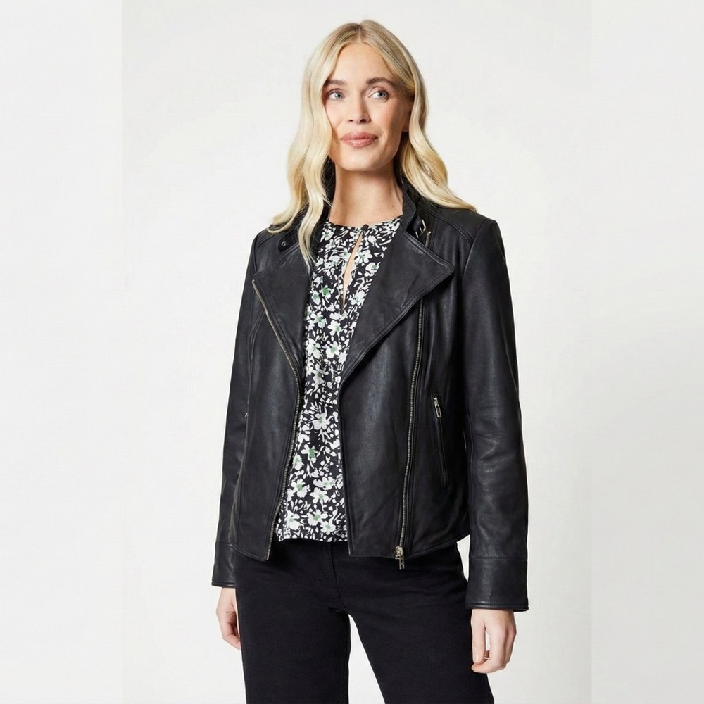 Ecru 100% Lambskin Leather Jacket Size Large NWOT